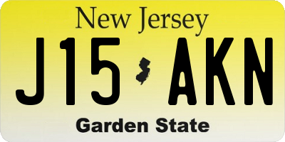 NJ license plate J15AKN