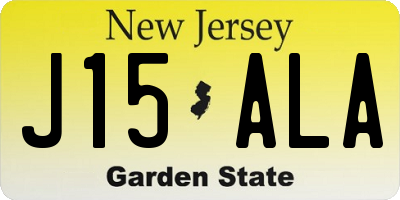NJ license plate J15ALA