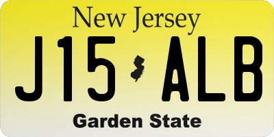 NJ license plate J15ALB