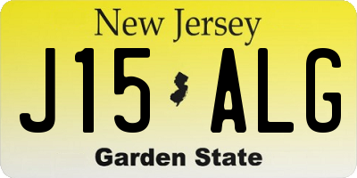 NJ license plate J15ALG