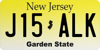 NJ license plate J15ALK