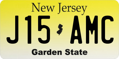 NJ license plate J15AMC