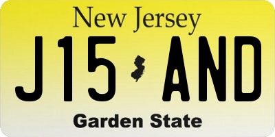 NJ license plate J15AND
