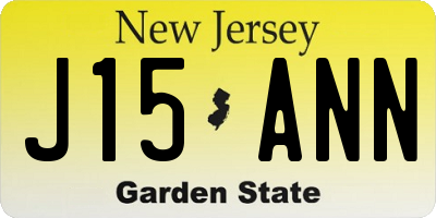 NJ license plate J15ANN