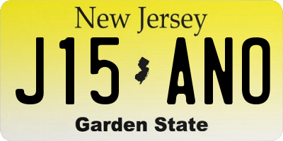 NJ license plate J15ANO