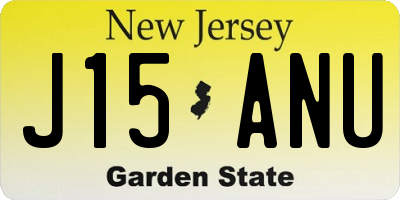 NJ license plate J15ANU