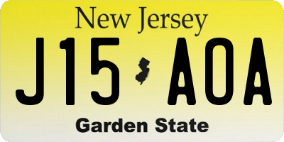 NJ license plate J15AOA