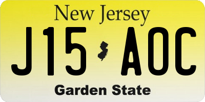 NJ license plate J15AOC