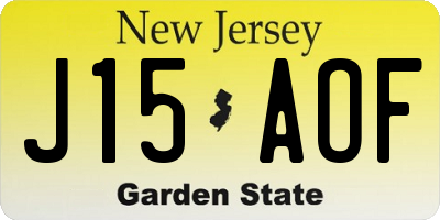 NJ license plate J15AOF
