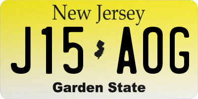 NJ license plate J15AOG