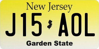NJ license plate J15AOL