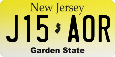 NJ license plate J15AOR