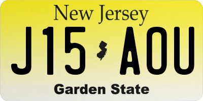 NJ license plate J15AOU