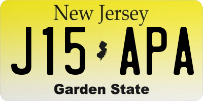 NJ license plate J15APA