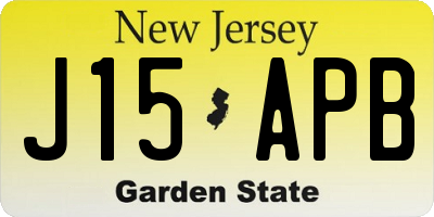 NJ license plate J15APB