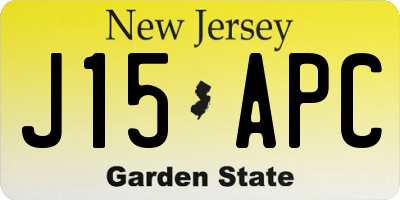 NJ license plate J15APC