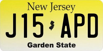 NJ license plate J15APD