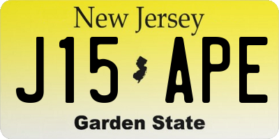 NJ license plate J15APE