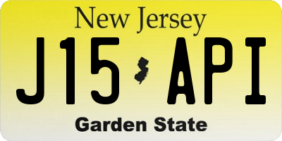 NJ license plate J15API