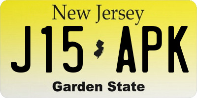 NJ license plate J15APK