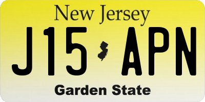 NJ license plate J15APN