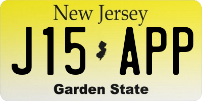 NJ license plate J15APP