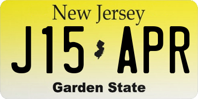 NJ license plate J15APR