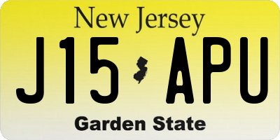 NJ license plate J15APU