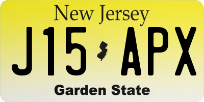NJ license plate J15APX