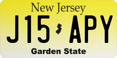 NJ license plate J15APY