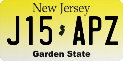 NJ license plate J15APZ