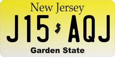 NJ license plate J15AQJ