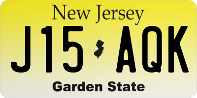 NJ license plate J15AQK