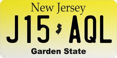 NJ license plate J15AQL