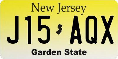 NJ license plate J15AQX