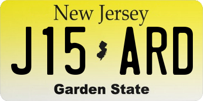 NJ license plate J15ARD