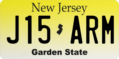 NJ license plate J15ARM