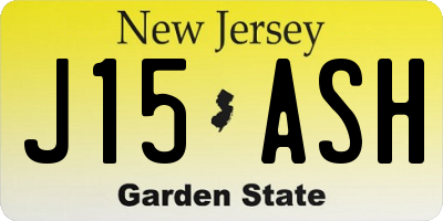 NJ license plate J15ASH
