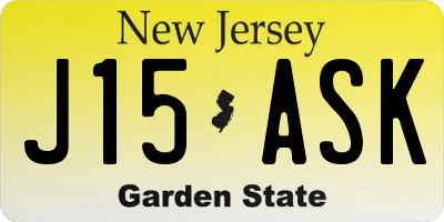 NJ license plate J15ASK