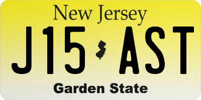 NJ license plate J15AST