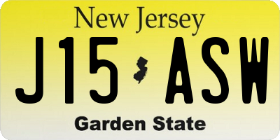 NJ license plate J15ASW