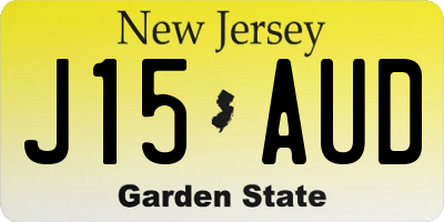 NJ license plate J15AUD