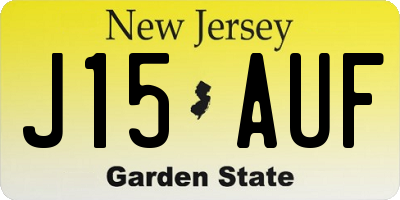 NJ license plate J15AUF
