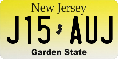 NJ license plate J15AUJ
