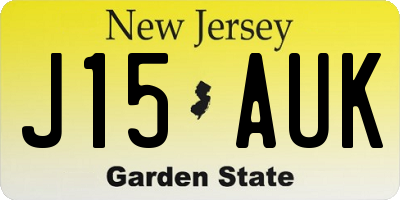 NJ license plate J15AUK