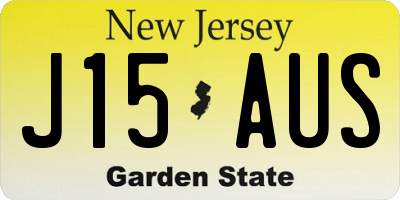 NJ license plate J15AUS