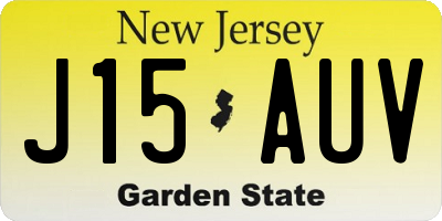 NJ license plate J15AUV