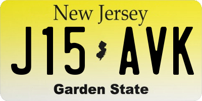 NJ license plate J15AVK