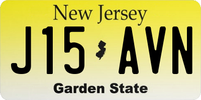 NJ license plate J15AVN