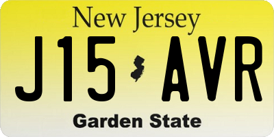 NJ license plate J15AVR